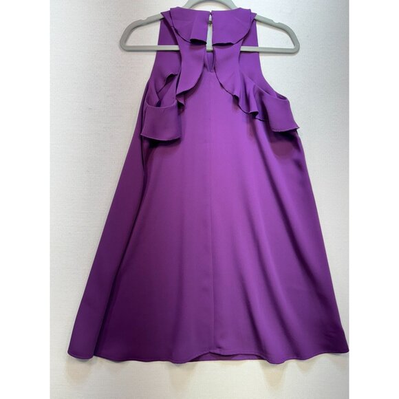 Ann Taylor Loft Ruffle Back Shift Dress Sleeveless Summer Purple Women's Size XS - Picture 6 of 8
